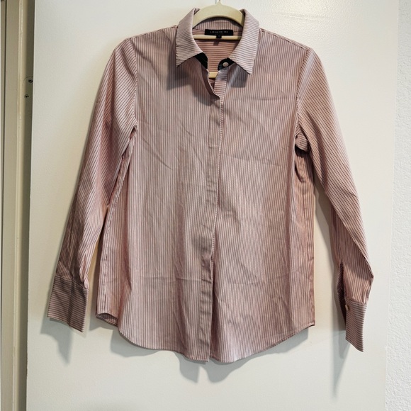 Lafayette 148 New York Pink Striped Button Down Shirt - Picture 6 of 12